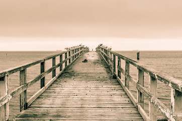 Obraz premium Seebrücke in Sassnitz auf Rügen in Sepia