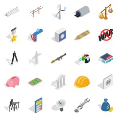 Financing icons set, isometric style