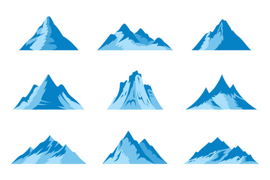 Vector snow mountains icons