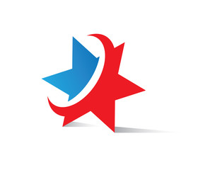 Fototapeta premium vector of star logo template with shadow in the leg. star move illustration