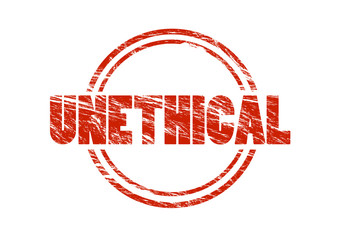unethical vintage red rubber stamp isolated on white background