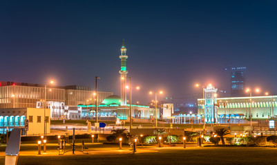 Fototapeta na wymiar Al Shouyoukh Mosque and Clock Tower in Doha, the capital of Qatar.