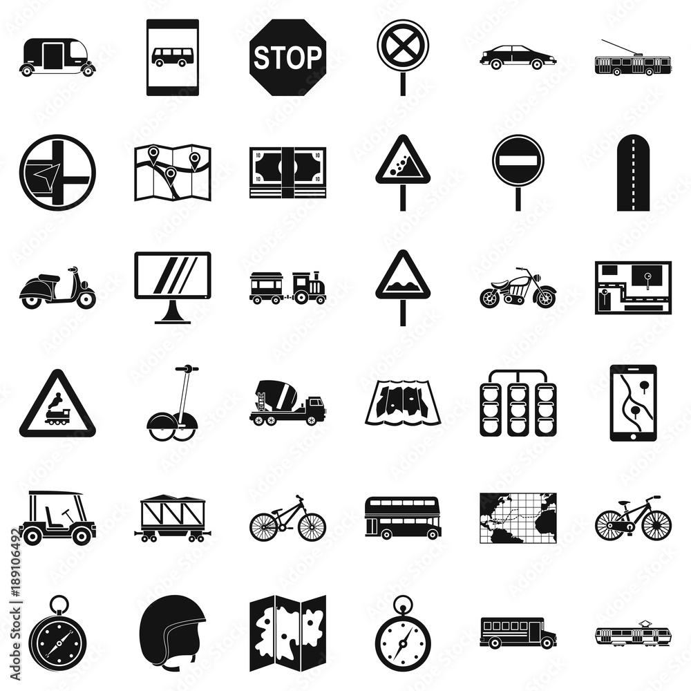 Poster navigation icons set, simple style