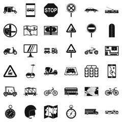 Navigation icons set, simple style