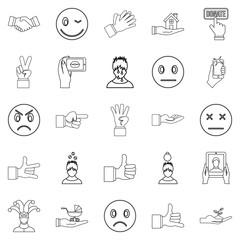 Feeling icons set, outline style