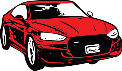 Naklejka premium Red Sportscar Vehicle Silhouette