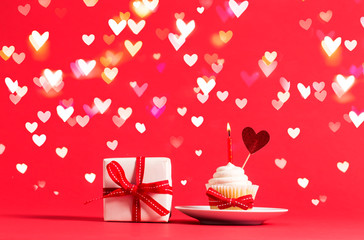 Valentine's day theme with cupcake and heart ornament