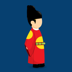 Korea king in traditional costumer vector cartoon design.