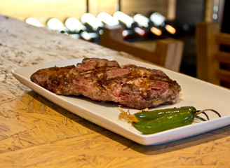 Beef steak and jalapenos