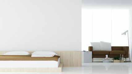 The interior hotel bedroom space 3d rendering