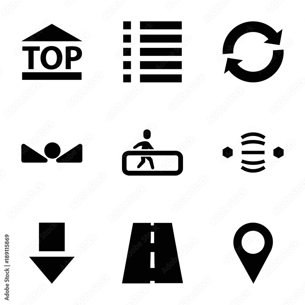 Poster navigation icons. set of 9 editable filled navigation icons