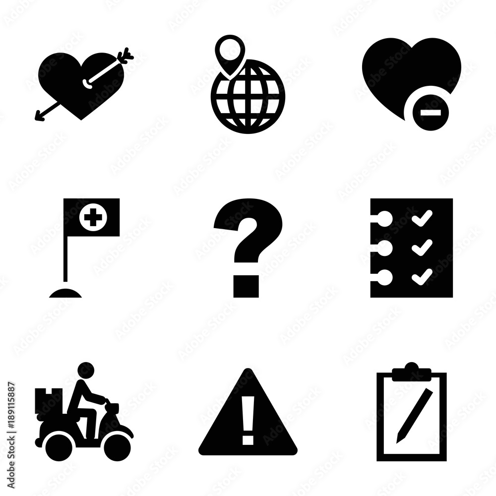 Poster mark icons. set of 9 editable filled mark icons