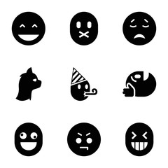 Character icons. set of 9 editable filled character icons