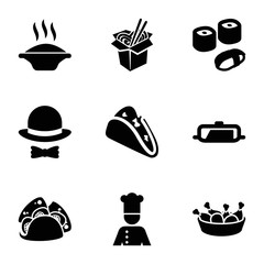 Cuisine icons. set of 9 editable filled cuisine icons