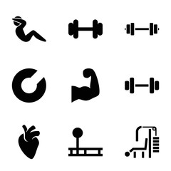 Muscle icons. set of 9 editable filled muscle icons