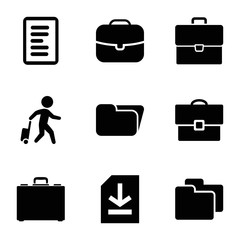 Portfolio icons. set of 9 editable filled portfolio icons