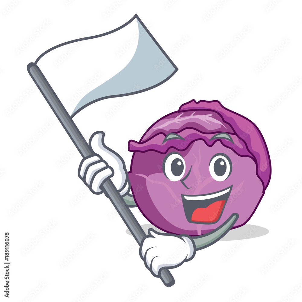 Poster With flag red cabbage mascot cartoon