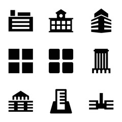 Perspective icons. set of 9 editable filled perspective icons