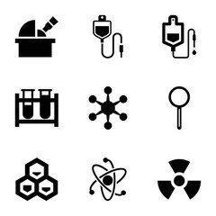 Research icons. set of 9 editable filled research icons