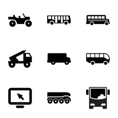 Bus icons. set of 9 editable filled bus icons