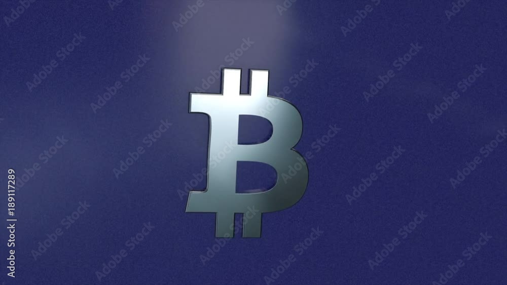 Poster abstract animation of bitcoin currency sign. crypto currency bitcoin. global internet worldwide. blu