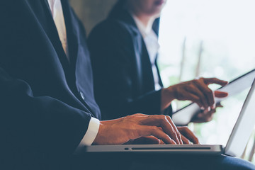 Administrator business man financial inspector and secretary making report  calculating balance. Internal Revenue Service checking document. Audit concept