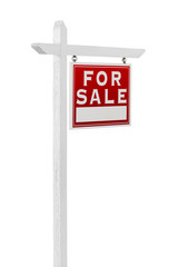 Right Facing For Sale Real Estate Sign Isolated on a White Background.
