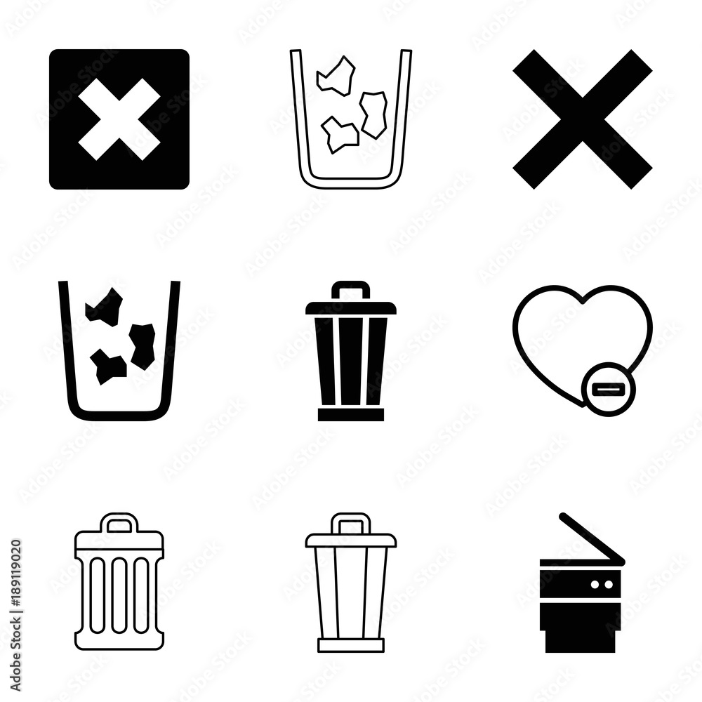 Poster delete icons. set of 9 editable filled and outline delete icons
