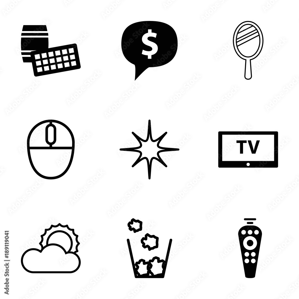 Poster shiny icons. set of 9 editable filled and outline shiny icons