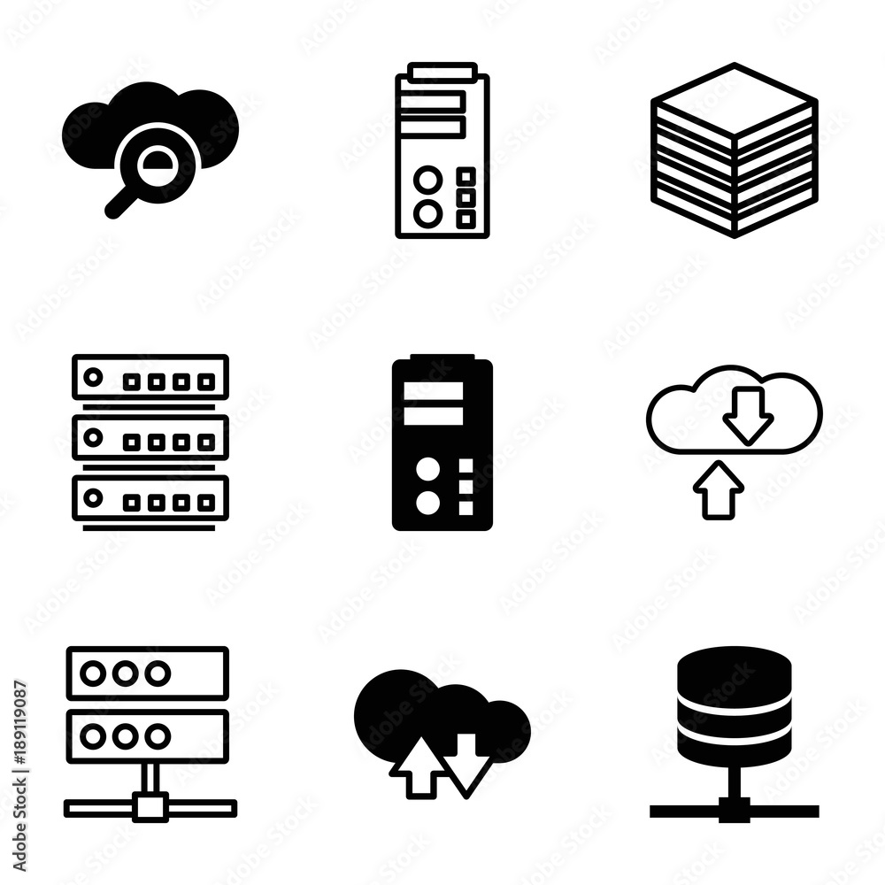 Fototapete Database icons. set of 9 editable filled and outline database icons