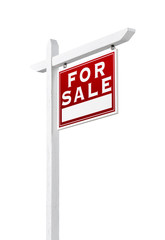 Right Facing For Sale Real Estate Sign Isolated on a White Background.