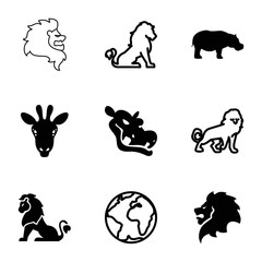 Africa icons. set of 9 editable filled and outline africa icons
