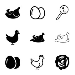 Egg icons. set of 9 editable filled and outline egg icons