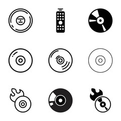 Dvd icons. set of 9 editable filled and outline dvd icons