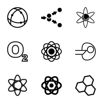 Molecular icons. set of 9 editable filled and outline molecular icons