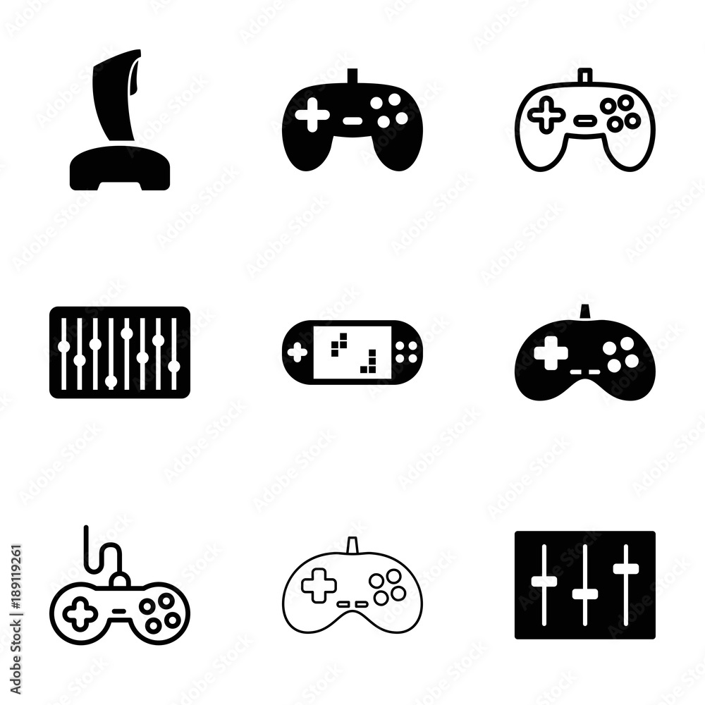 Poster Console icons. set of 9 editable filled and outline console icons