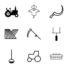 Field icons. set of 9 editable filled and outline field icons