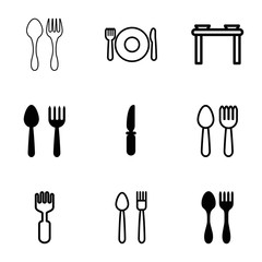 Dishware icons. set of 9 editable filled and outline dishware icons