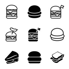 Cheeseburger icons. set of 9 editable filled and outline cheeseburger icons