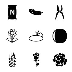 Plant icons. set of 9 editable filled and outline plant icons