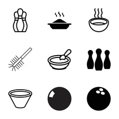 Bowl icons. set of 9 editable filled and outline bowl icons