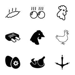 Chicken icons. set of 9 editable filled and outline chicken icons