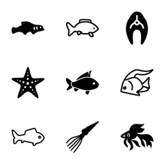 Aquatic icons. set of 9 editable filled and outline aquatic icons