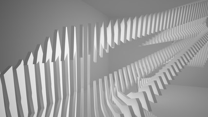 Abstract white interior with neon lighting. 3D illustration and rendering.