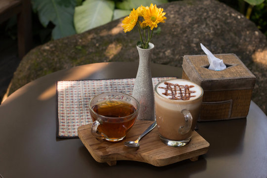 Coffee cup with tea on Glass holder