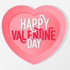 Valentine greeting card with the inscription of a happy Valentine's Day.  Greeting card concept in the form of a paper heart.  Vector illustration isolated on white background