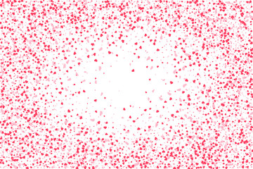 Beautiful romantic background of many red hearts on a white background. Valentines day design, greeting and wedding cards, web site. Vector eps 10.