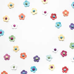 Colorful of flowers paper on white