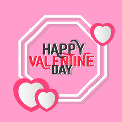 Valentine greeting card with the inscription of a happy Valentine's Day.  Greeting card concept in the form of a paper heart.  Vector illustration isolated on white background