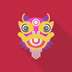 Chinese dancing lion in flat style
